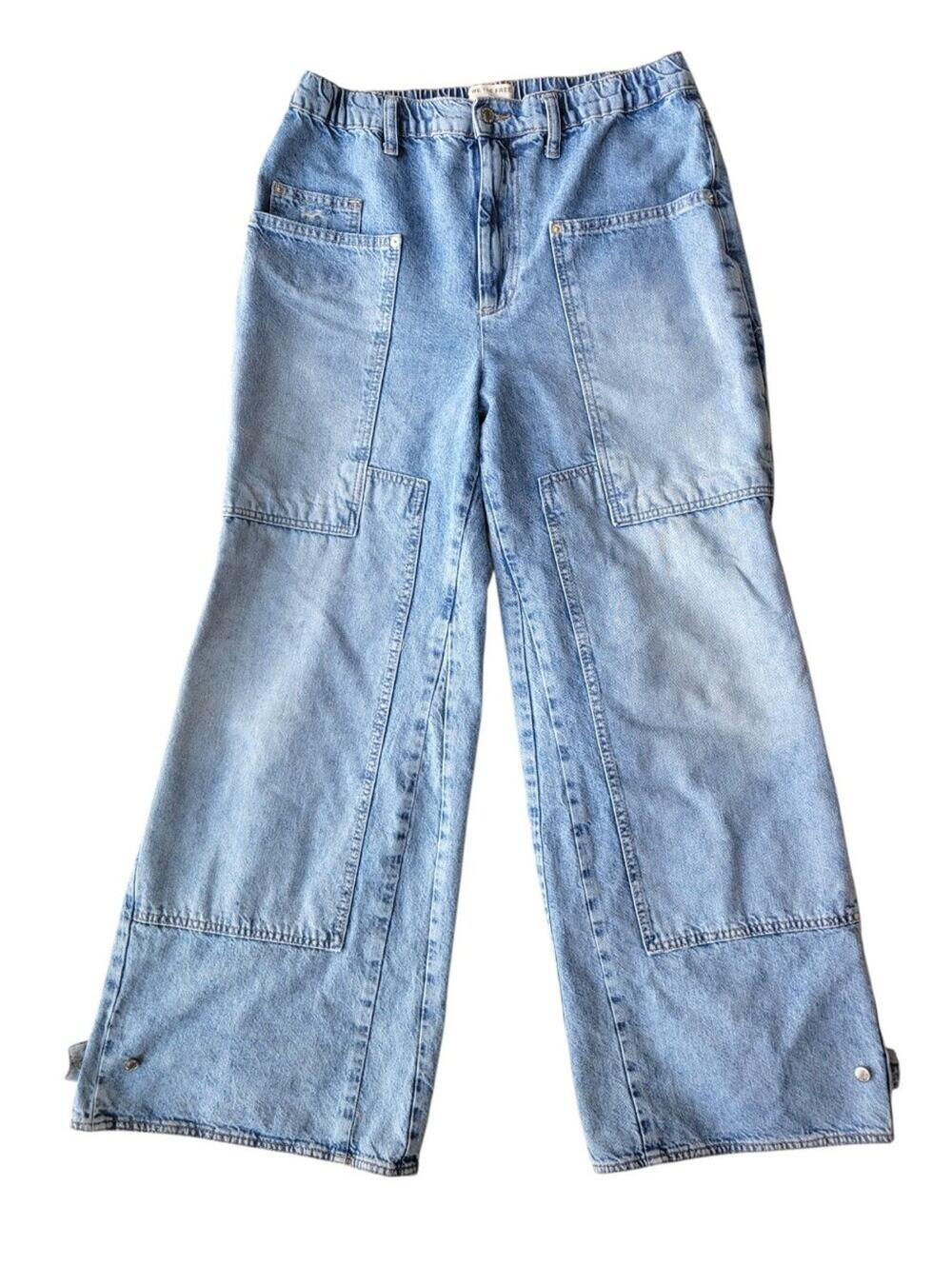 Free People We The Free CRVY Outlaw Wide-Leg Jeans In Drizzle Size Medium
